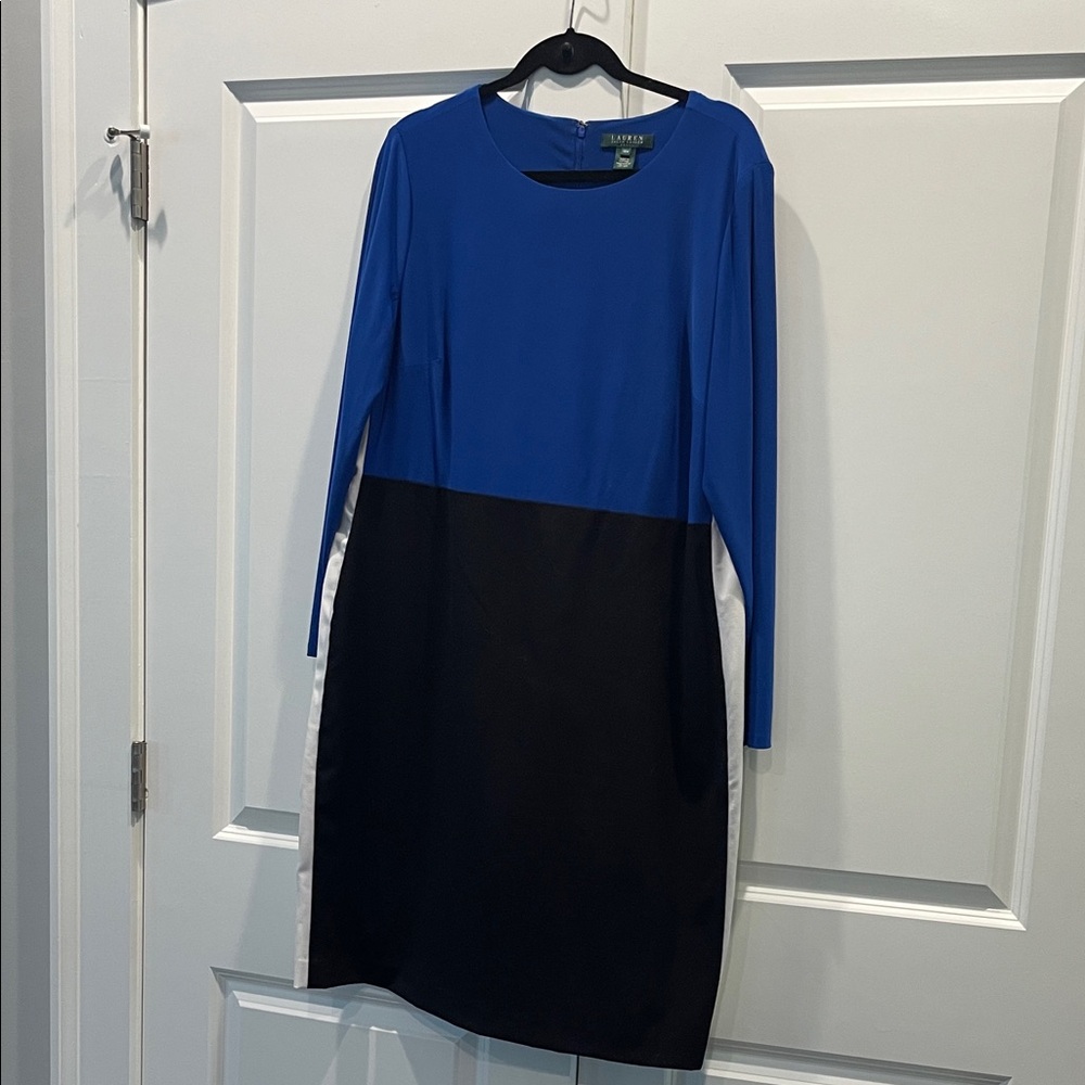 Lauren Ralph Lauren Color Block Long Sleeve Dress size 18W